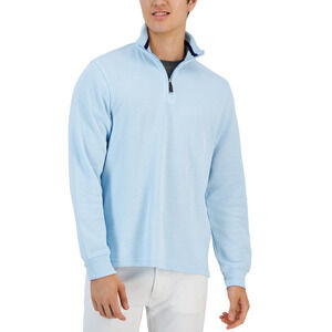 Club Room Men Classic Fit French Rib Quarter-Zip Sweater Baby Blue Size XL